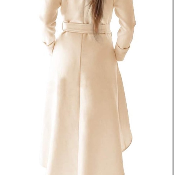 Medium navy blue wool trench coat with shawl collar - Picture 3 of 11